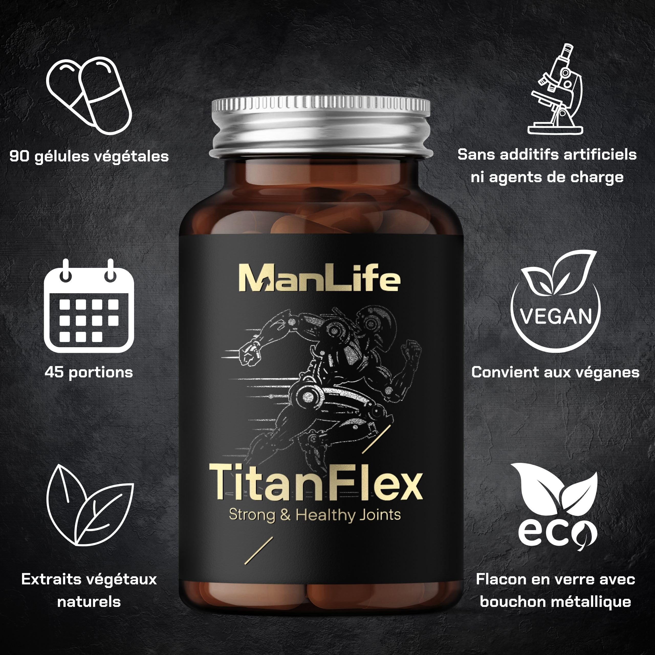 Collagène pour les ARTICULATIONS – Glucosamine, Chondroïtine, Soufre organique (MSM) FLEX