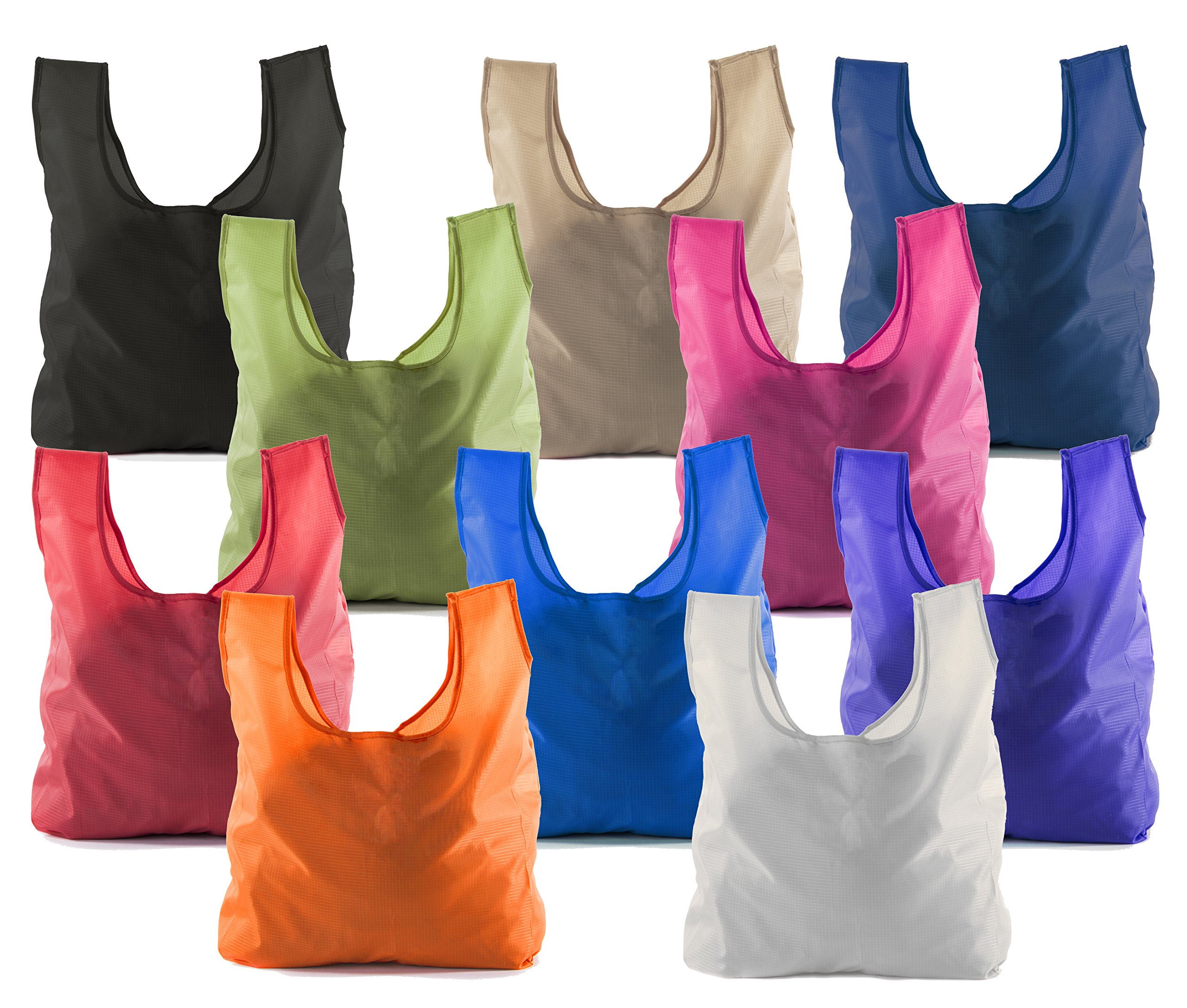 Mato & Hash Reusable Grocery Bags | Foldable w/Integrated String Pouch | Ripstop Nylon Tote