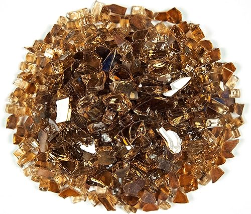Miniatura 5 de MSI Vidrio ignífugo marrón cobre, rocas de vidrio templado reflectante de 12 pulgada de alto brillo para propano o chimenea de gas natural, rocas de