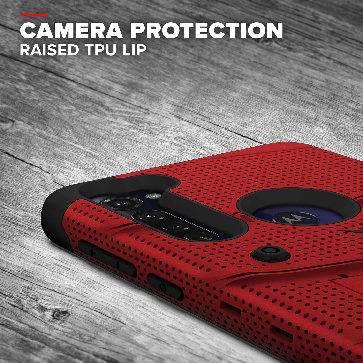 ZIZO Bolt Series for Moto G Stylus (2020) Case with Screen Protector Kickstand Holster Lanyard - Red & Black