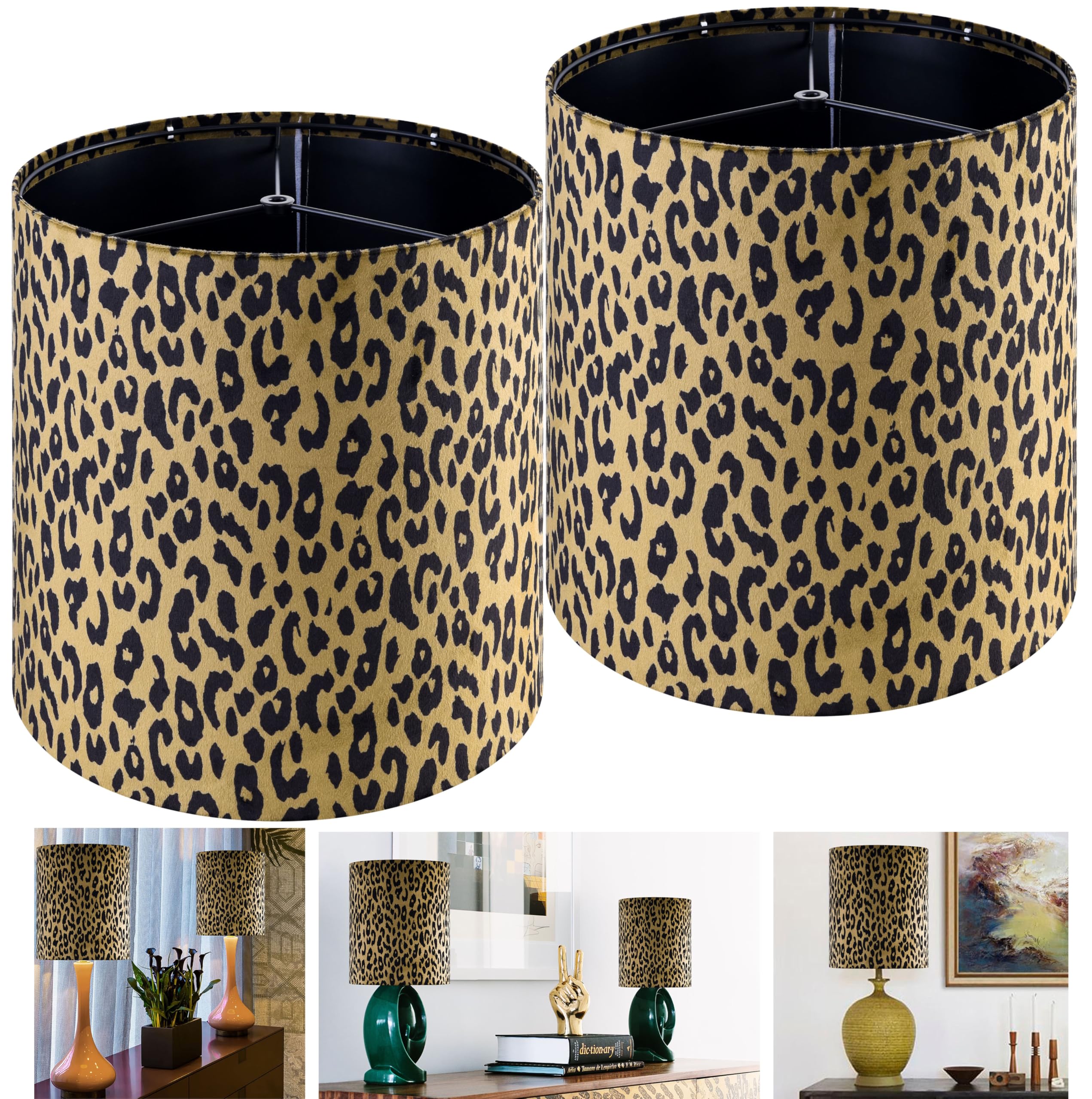 GOSO 10-inch Tall Velvet Leopard Lamp Shades Set of 2