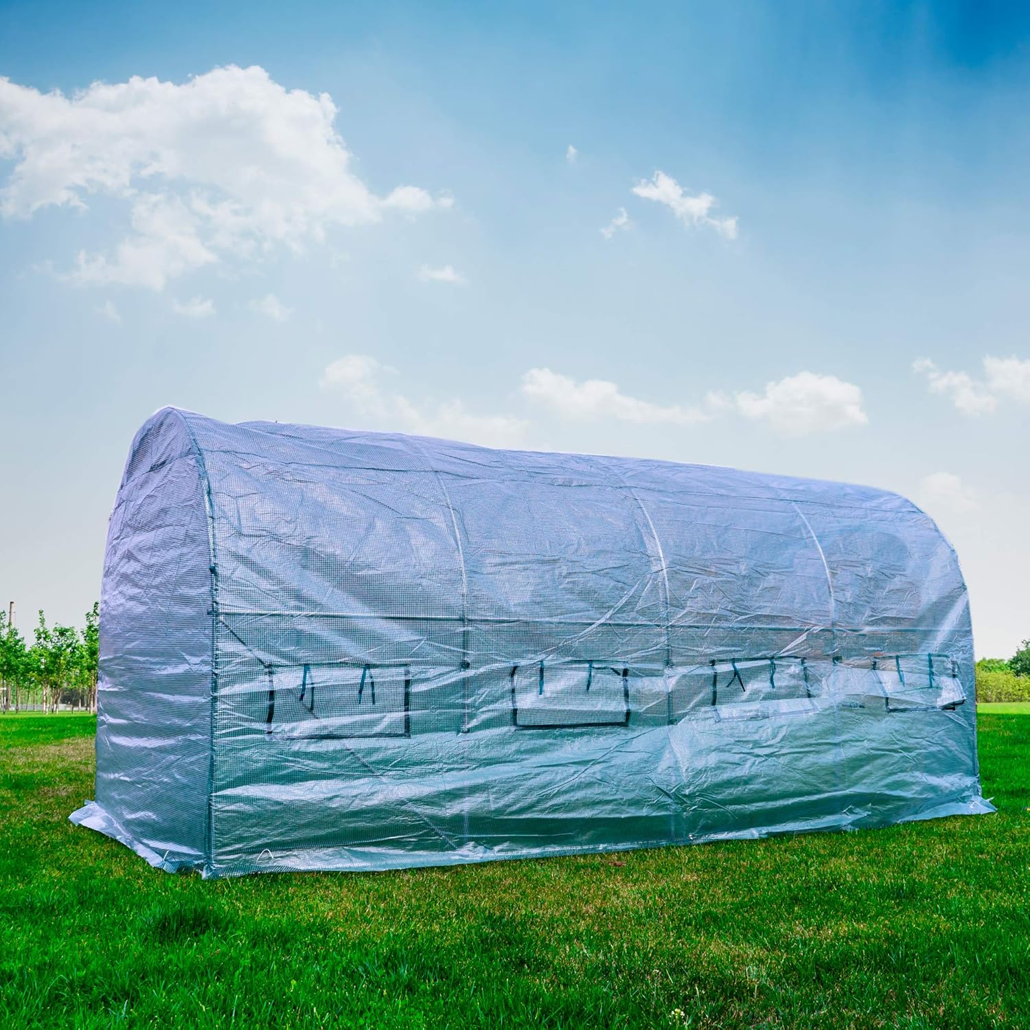 PNI SG500 Garden Plot Size 457 x 210 x 210 cm, Solid Steel Construction, Window with Mosquito Nets, Zip