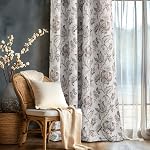NICETOWN Floral Curtains 84 Inch Long 2 Panels Boho French Romantic Botanical Printed White Curtains,70%-80% Blackout,Thermal Insulated,Noise Reducing Window Treatment for Farmhouse,52 Inch Wide
