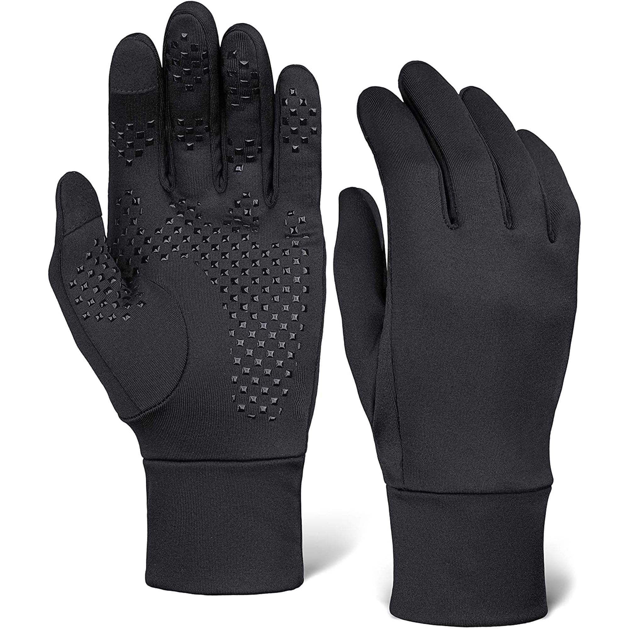 Guantes de correr para pantalla táctil, forro térmico de invierno para clima frío para hombres y mujeres, guantes negros delgados, ligeros y cálidos para enviar mensajes de texto, ciclismo y conducir,