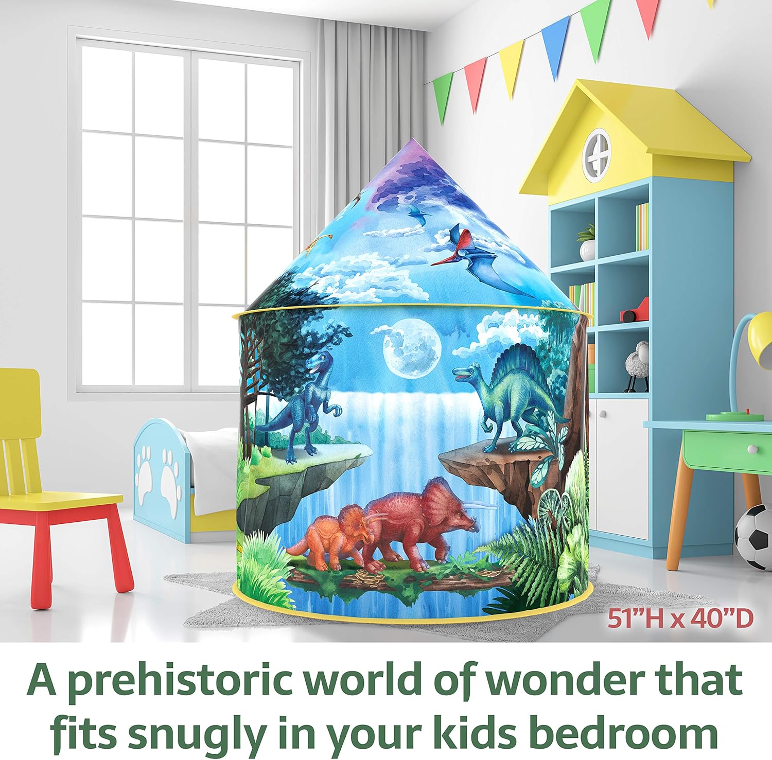 W&O Dinosaur Discovery Kids Tent with Roar Button, an Extraordinary Dinosaur Tent, Pop Up Tent for Kids, Dinosaur Toys for Kids Girls & Boys, Kids Play Tent, Outdoor and Indoor Tents for Kids : Toys & Games