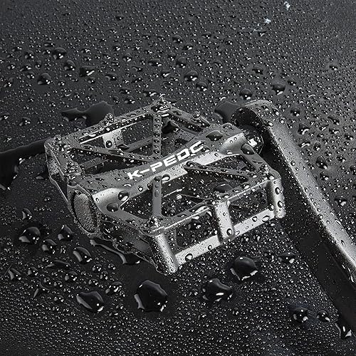 Miniatura 4 de Pedales de bicicleta 9/16 para MTB, pedal plano de bicicleta de montaña de carretera, con 16 pasadores antideslizantes, pedal universal de Negro