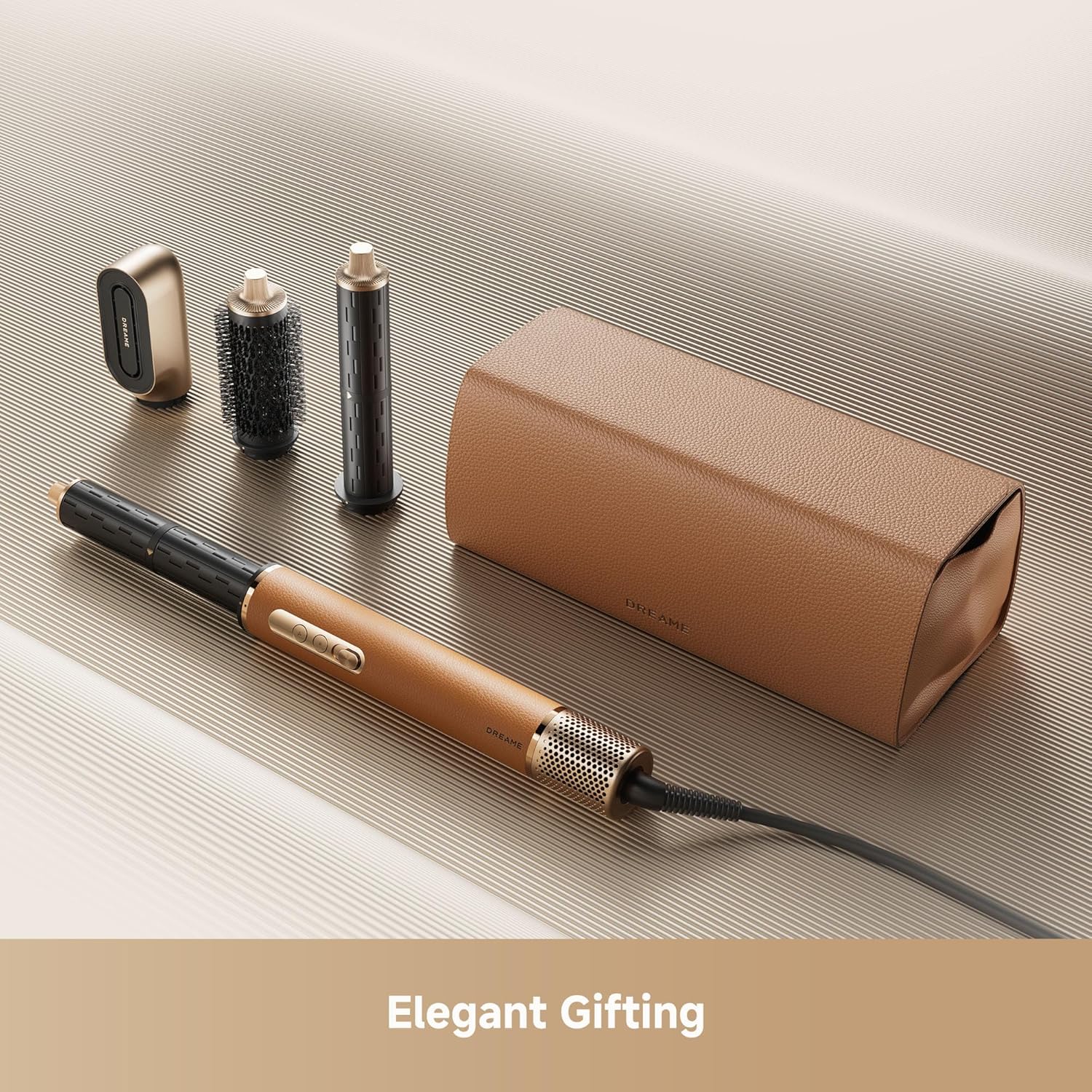 DREAME AirStyle Suite Pro Hair Styler & High-Speed Dryer, 110,000 RPM Motor, 3 Essential Snap-On Attachments for Curling, Volumizing & Fast Dry, Frizz Control, Cool Shot, Luxury Leather Travel Bag