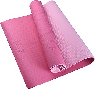ZYLO Pro TPE - Esterilla de yoga antideslizante de 6 mm, doble capa texturizada, ejercicios de suelo, fitness, pilates, con bolsa de transporte, 183 x 61 cm (rosa)