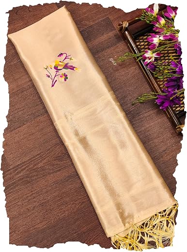 DEVANGI Women's Woven Banarasi Silk Dupatta/Chunni For Women, Floral Print 1 Meter Wide and 2.3 Meter Length Printed Desig...