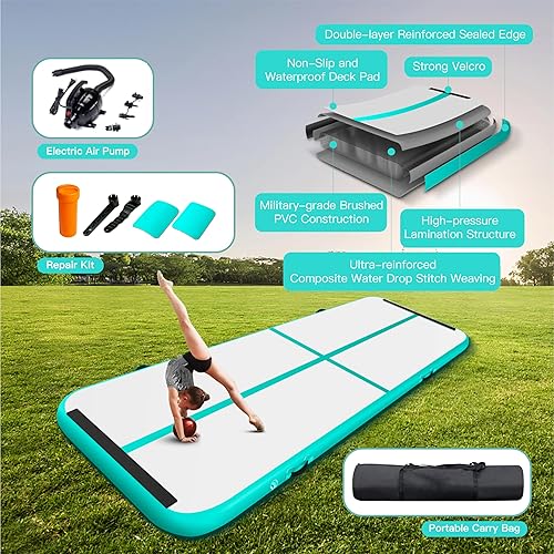 Miniatura 4 de Kangaroo Hoppers Colchoneta de aire  Colchoneta de 1013 pies con 4 pulgadas de grosor y bomba de aire eléctrica  Adecuado para el hogar, al aire