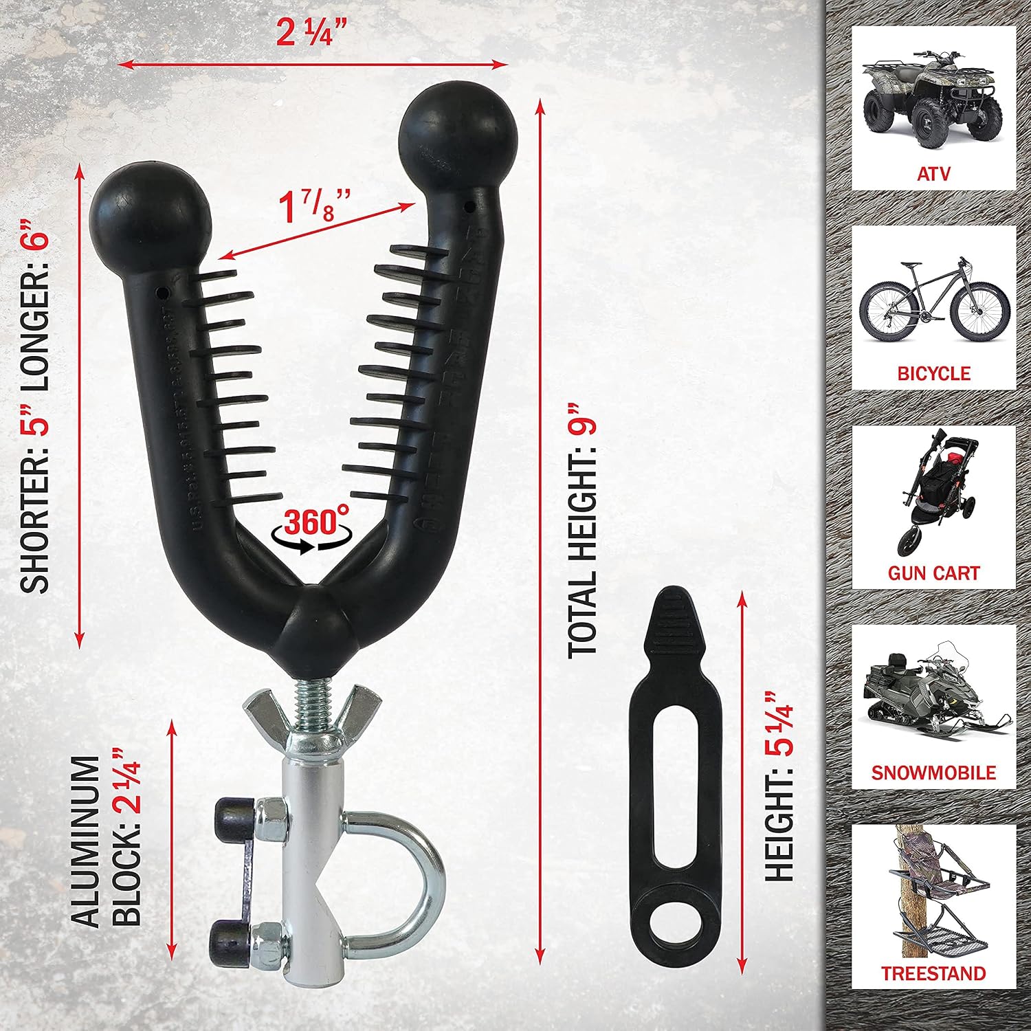 Pack Rack Plus - Gun & Bow Rack for ATVs and Bikes - Model PRP1
