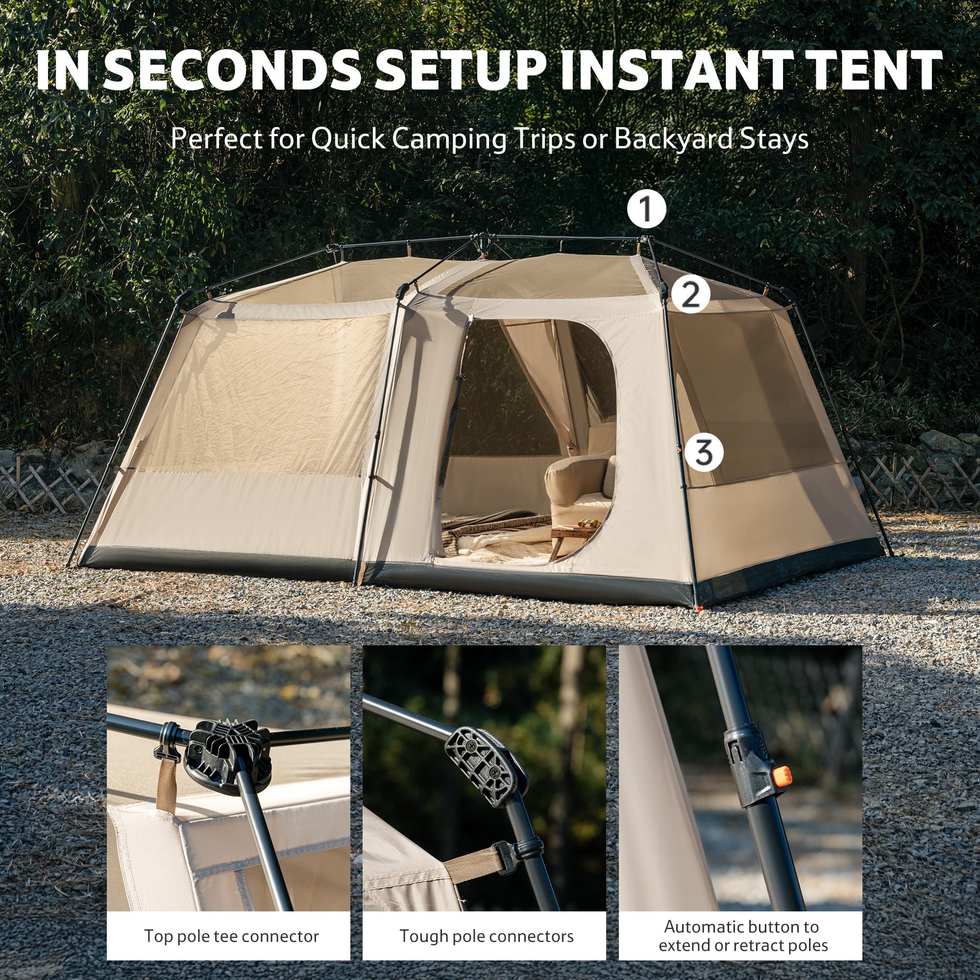 Naturehike Village Lite - Tenda da campeggio per 4 – 8 persone, con montaggio rapido, impermeabile, doppio strato, per campeggio e giardino
