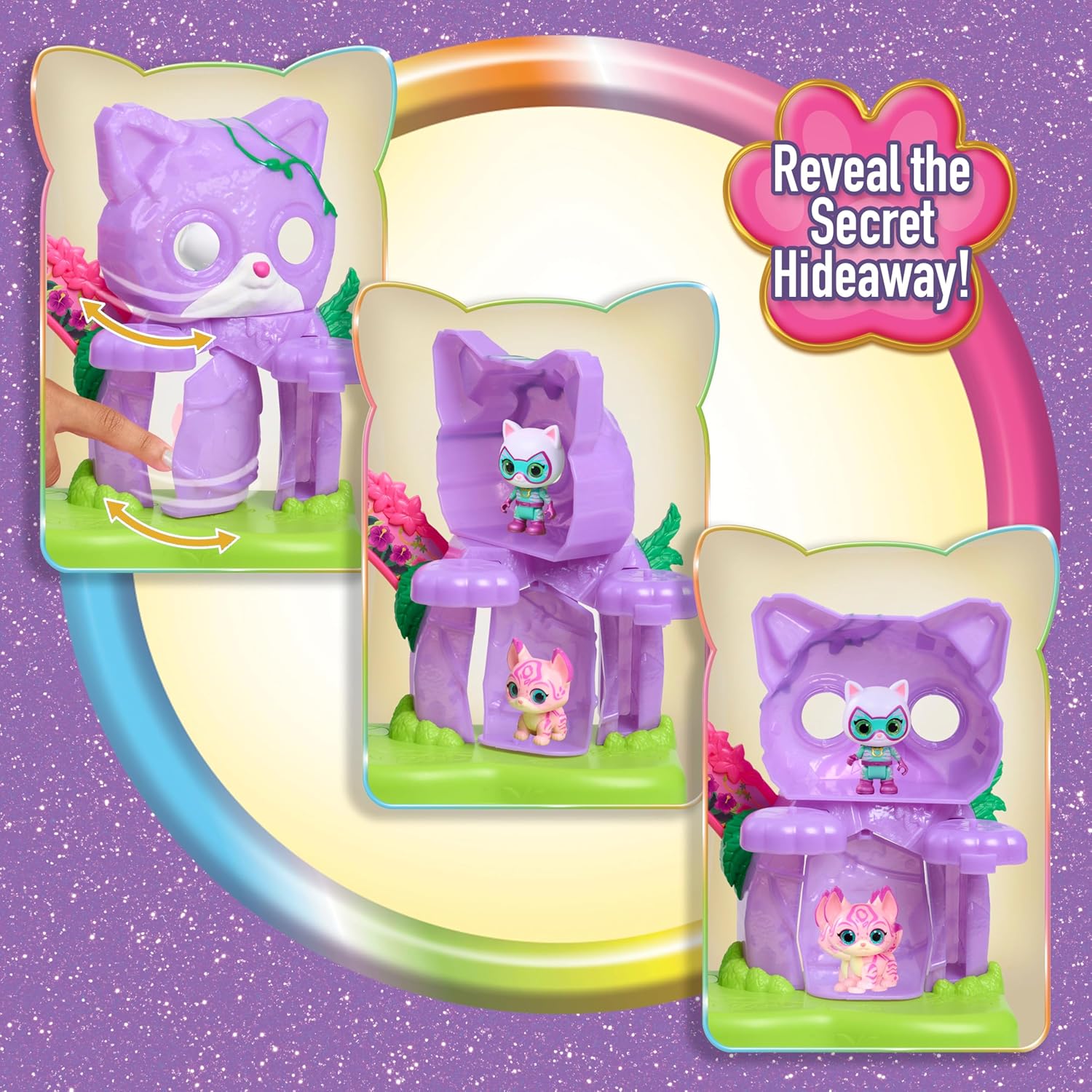 Disney Jr. SuperKitties Su-Purr Wild Playset with Slide and Swing, 5-Pieces, 3 Poseable Figures, Toy for Fans, Girls, Kids, Ages 3 and Up by Just Play