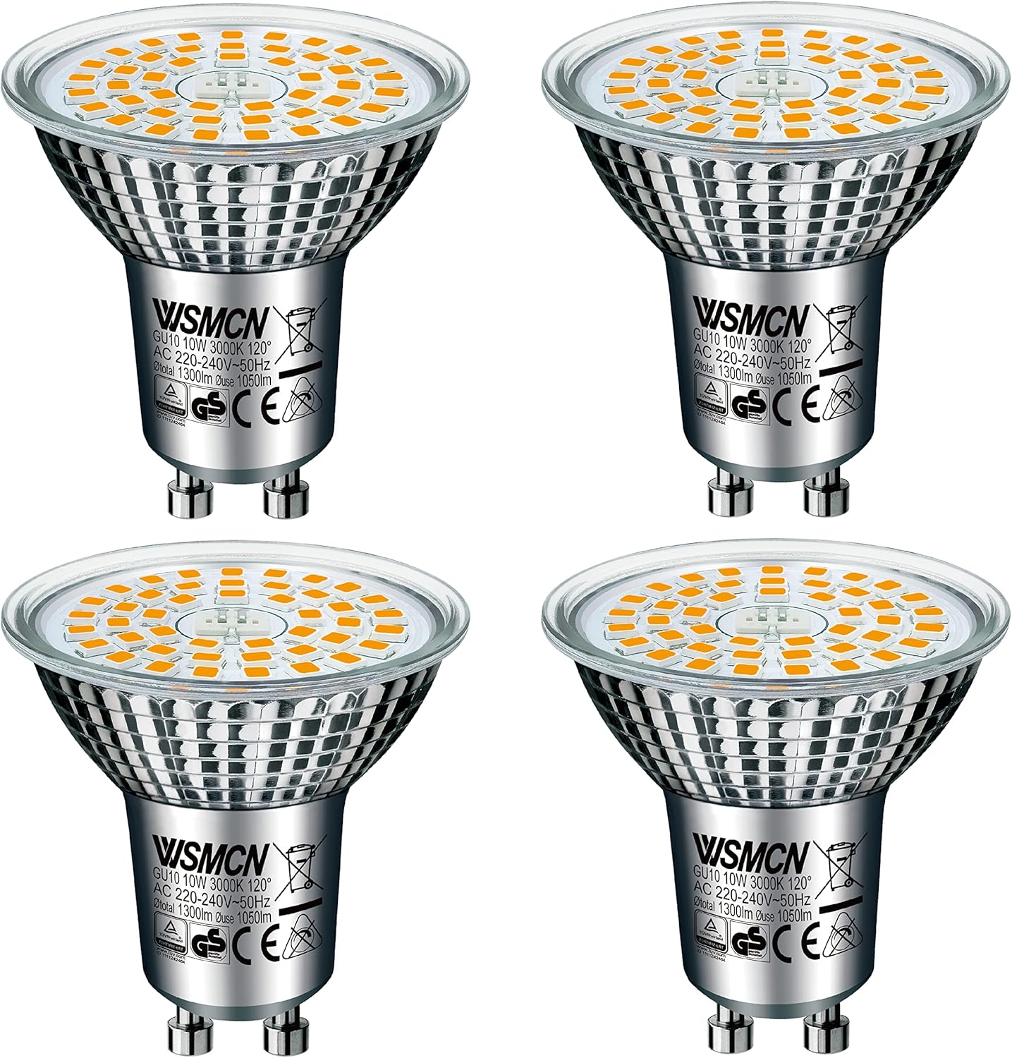 WSMCN Ampoule LED GU10 PAR16 Blanc Chaud 3000 Kelvin 10W Équivalent à