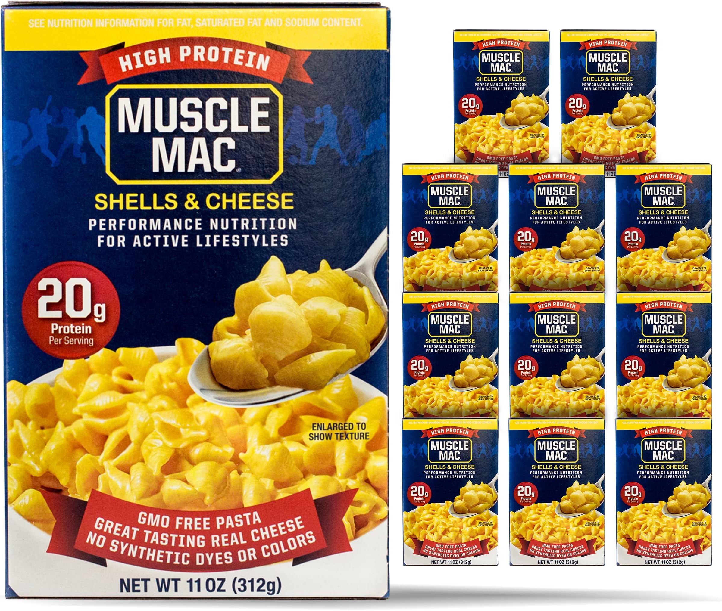 Shells & Cheese Pasta For All Ages, 20 Grams Of Protein Per Serving, Real Cheese, Non-GMO, 11 Ounce (Pack of 12)