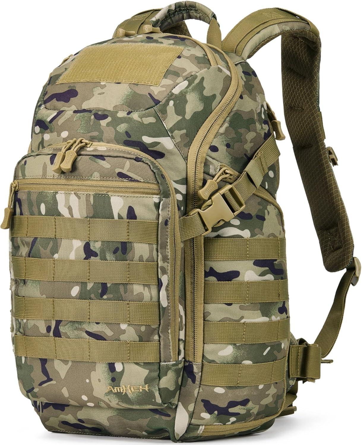 AMHEH 32L Tactical Backpack - MOLLE Everyday Carry with Suspended 17" Laptop Compartment for Work, Travel and Emergency (Camo)