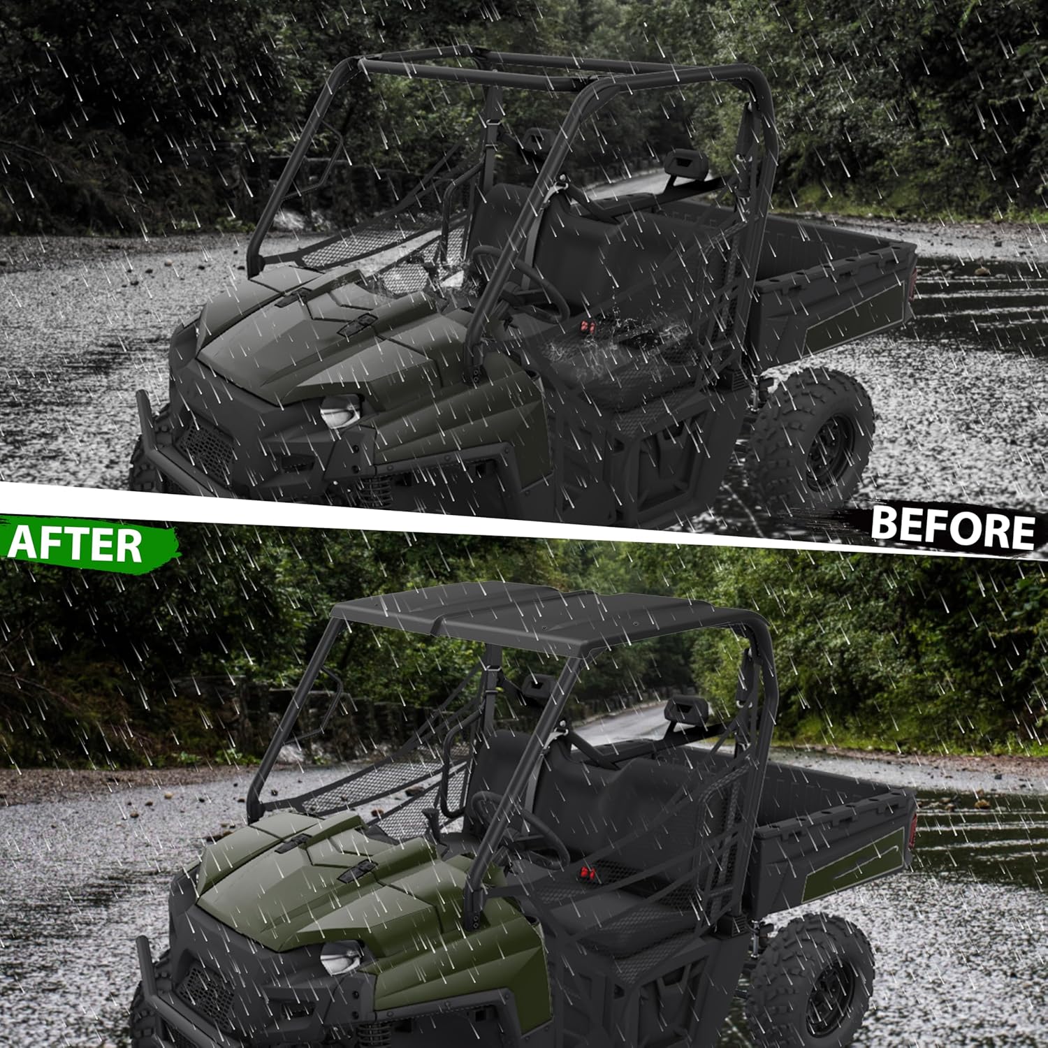 Plastic Hard Sport Roof for Polaris Ranger 570 FullSize 16-25, 2-Piece Combination Roof Top Compatible with 2016-2025 Polaris Ranger 570 Full-Size Accessories
