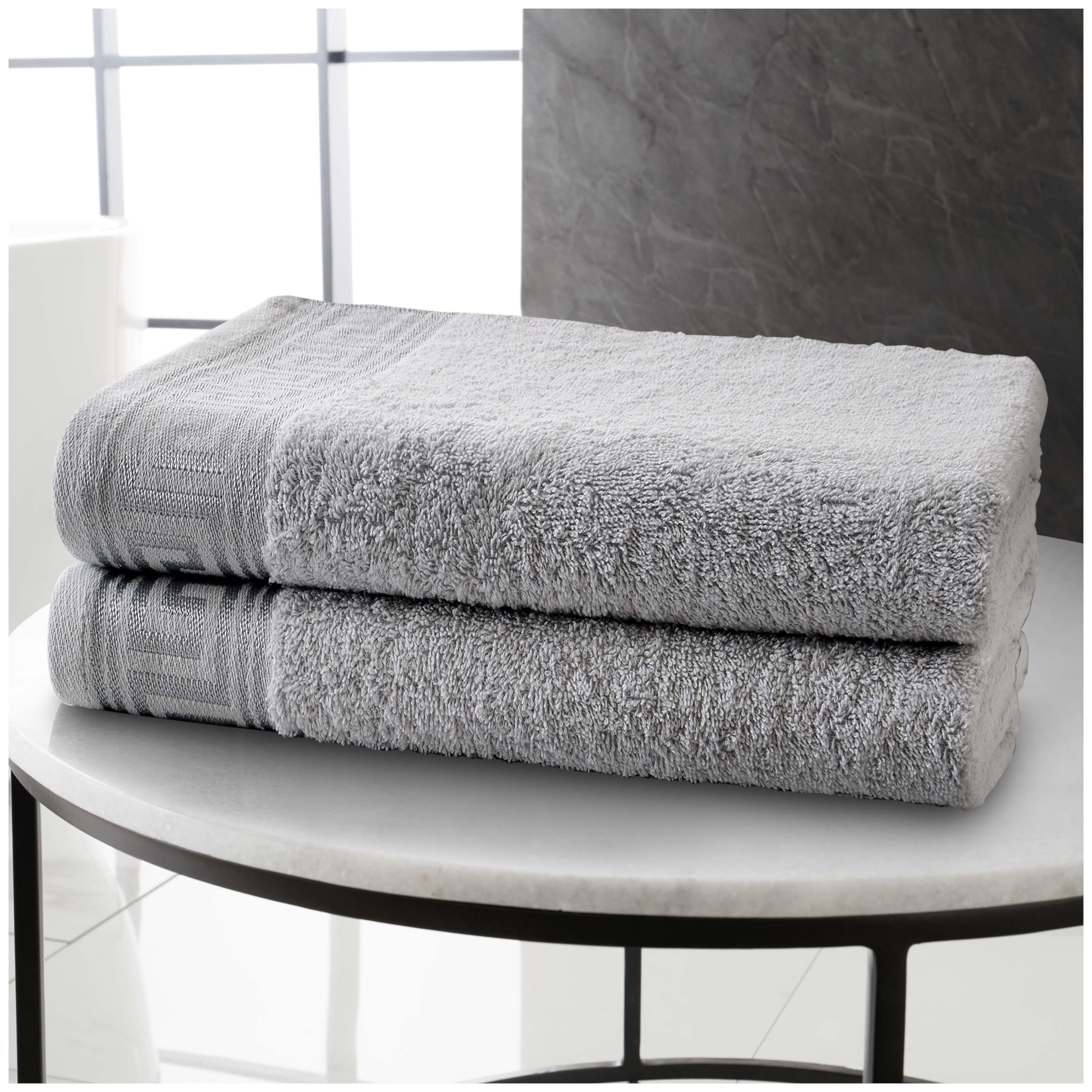 Gc Gaveno Cavailia Grey Greek Key Bath Sheets - 2 Pack - 80X140 Cm
