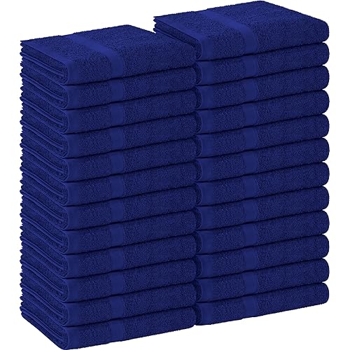 Utopia Towels, Salon Towel, Pack of 24, Not Bleach Proof, 16 by 27 Inches, Highly Absorbent Cotton Towels for Hand, Gym, Beauty, Spa, and Home Hair Care, Royal Blue
