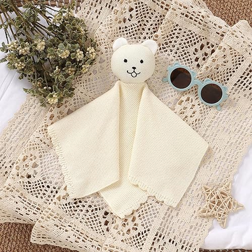 Miniatura 5 de LAWKUL Edredón suave para bebés, manta de seguridad de algodón de punto para recién nacidos, niño y niña, color blanco