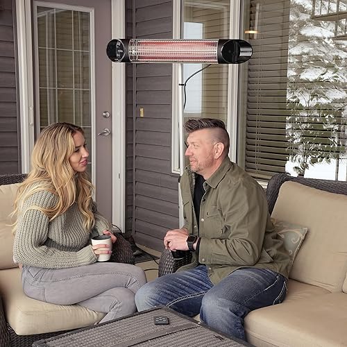 Miniatura 2 de Calentador eléctrico para patio, calentador infrarrojo para uso en exteriores e interiores, calentador de pared veito de 1500 W con control remoto