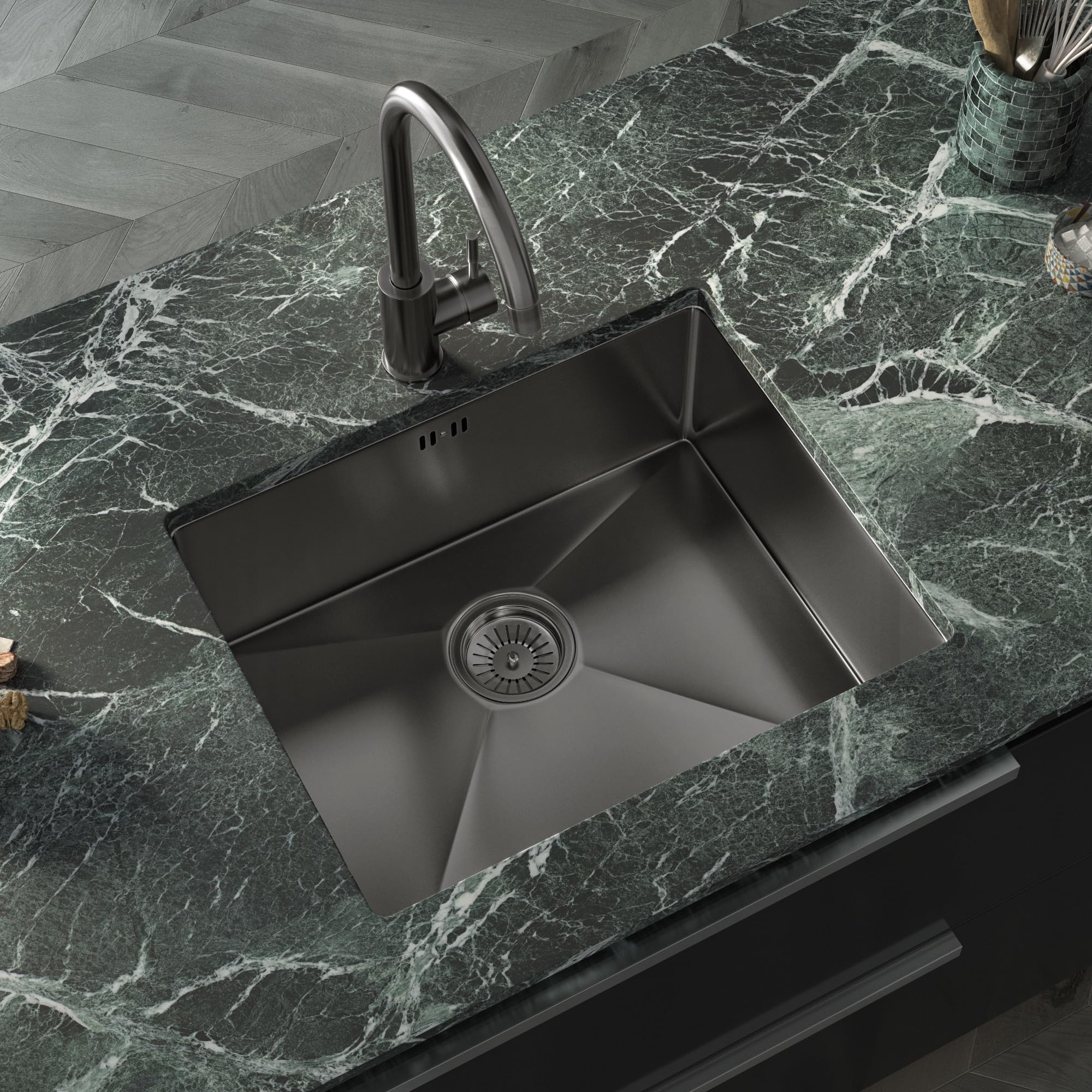 Liquida Gun Metal Grey El540gm 1.0 Bowl Undermount Kitchen Sink With Waste