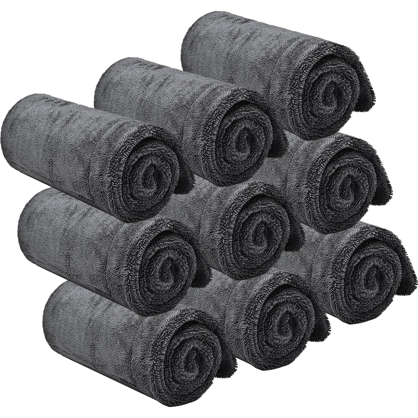 60 * 160CM Mikrofasertücher 600GSM Ultra-Dickes Autowaschtuch Auto Extra Weicher Lappen Autopflege Reinigungstrocknungstuch(9pack)