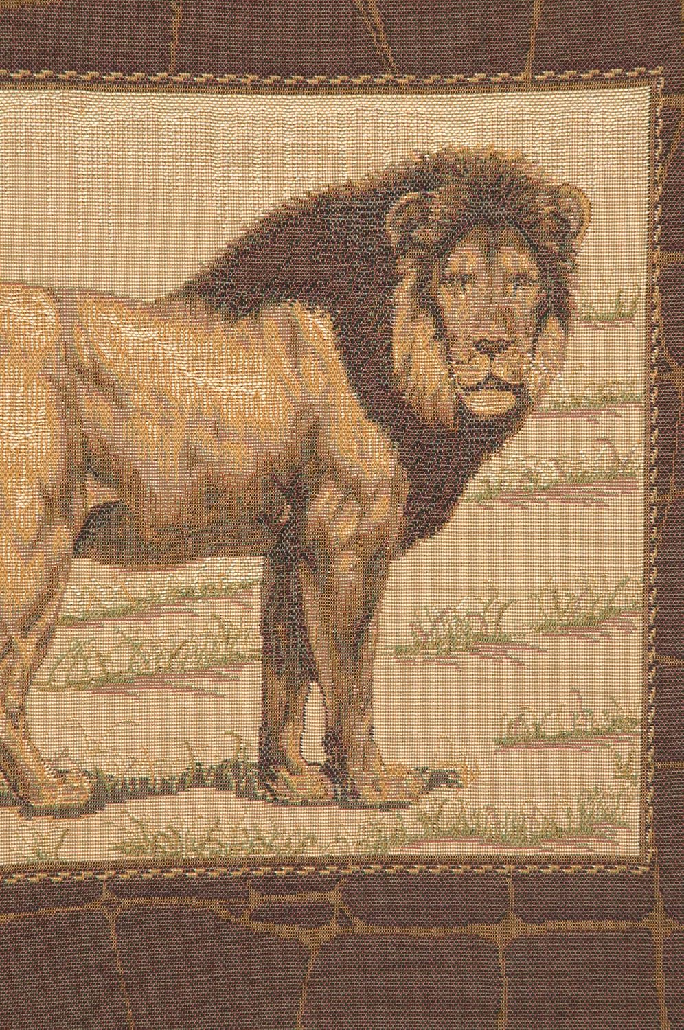 Charlotte Home Furnishings Decorative Pillow Covers for Couch 19x19 in, Tapestry Throw Pillow Cover for Living Room Bed Decor, Lion French Country Sofa Cushion Cases, Soft Cotton Jacquard Woven