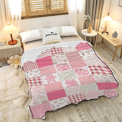 Miniatura 5 de Manta de cerdo rosa, ligera, acogedora, de franela, de vellón, regalos para amantes de los cerdos, mujeres, decoración de cerdos, 40 x 30 pulgadas