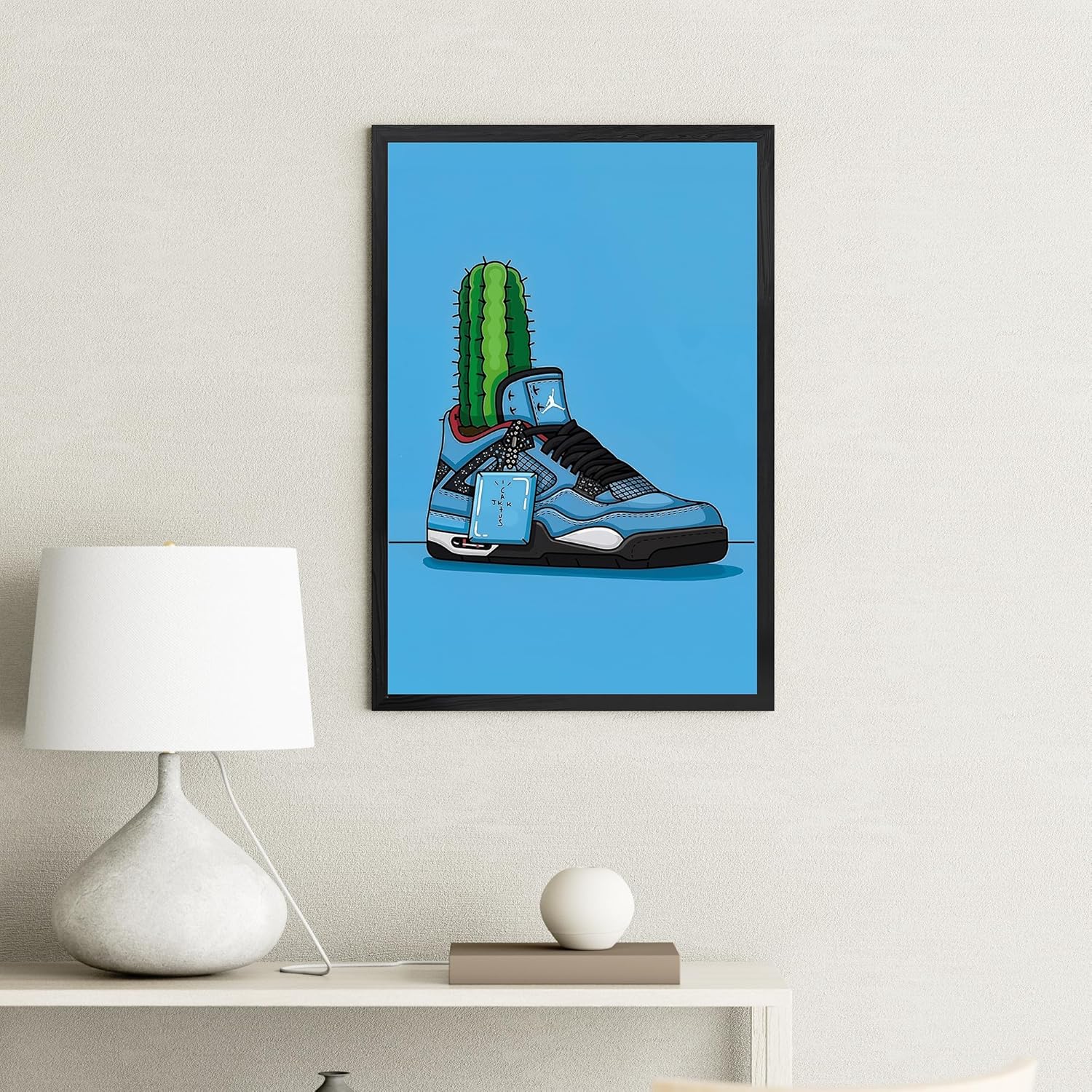 Mofesun Sneaker Poster,Shoes Wall Art - Cool Wall Art for Bedroom, Trendy Room Decor for Guys(Black Frame, 12" x 16")