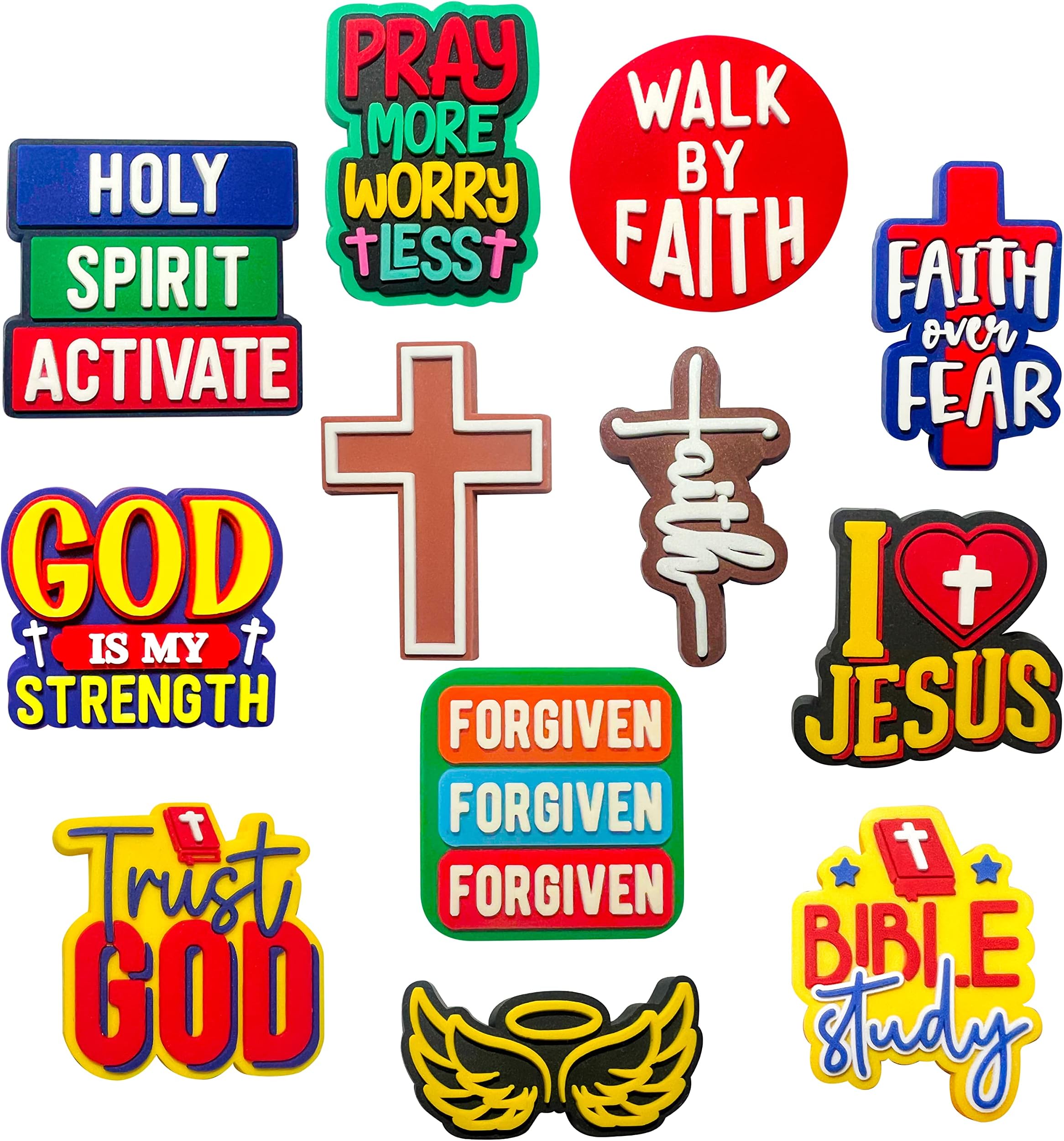 12 Christian Shoe Charms Accessories & Pins โ Gifts for Women, Teens, Girls, Boys & Adults | Jesus Shoe Charms for Bubble Slides for Church, Birthday Gift