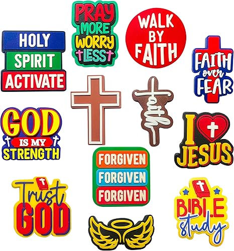 12 dijes cristianos para zapatos, accesorios y alfileres - Regalos para mujeres, adolescentes, niñas, niños y adultos Dijes de zapatos de Jesús