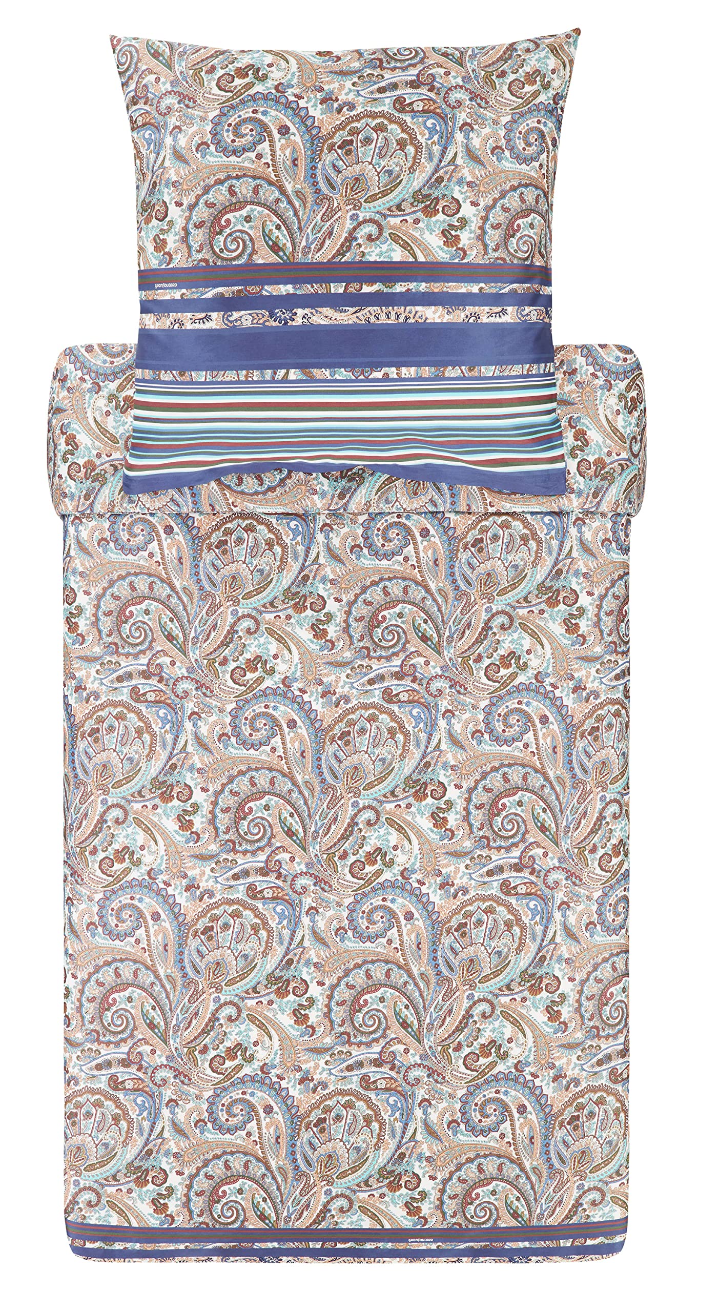 Bassetti NOTO 9321843 Bed Linen + 1 Pillowcase 100% Cotton Sateen in Grey G1 Dimensions: 135 x 200 cm + 1 Carat 80 x 80 cm