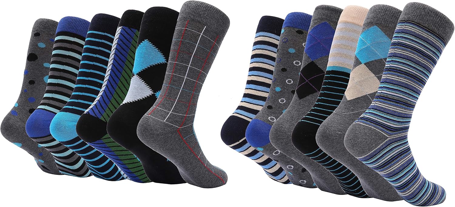 Marino Avenue Premium Cotton Odor Resistent Mens Dress Socks | 12 Pack