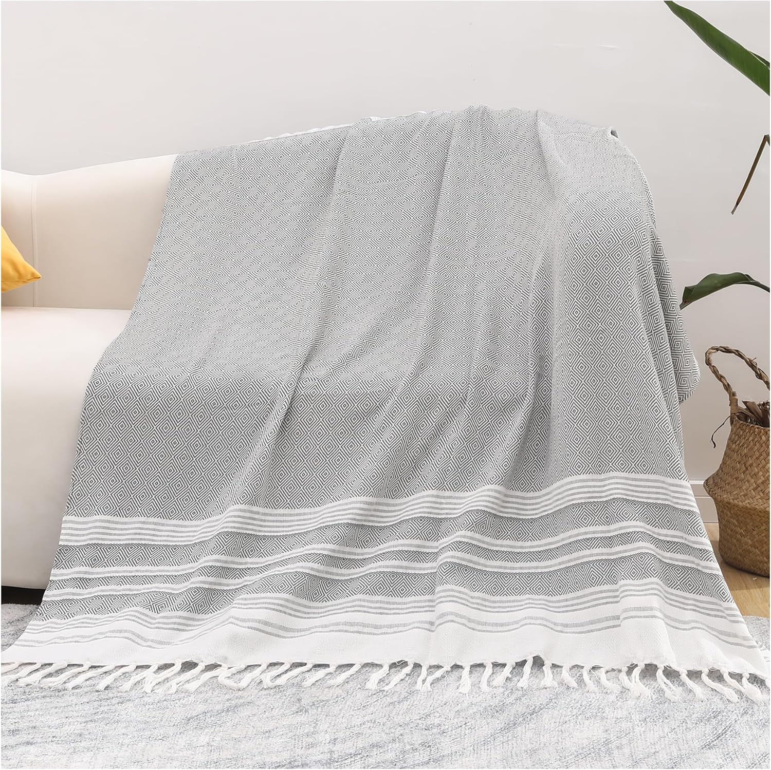 Gray Soft Throw Blanket Bedroom Decoration Living Room