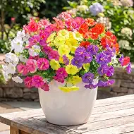 Artificial Flowers for Outdoors, 12 Bundles Fake Plants for Outside Decoration, UV Resistant No Fade, Realistic High End Silk Plastic Morning Glory for Planter Porch Patio Yard