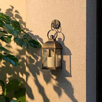 Bronze Small Lanterns with LED Candles, Set of 6 Wedding Decor | Antique Bronze Rustic Lanterns with Glass Panels, Battery Powered for Wedding Centerpieces, Tables, Mantels, and Shelves
