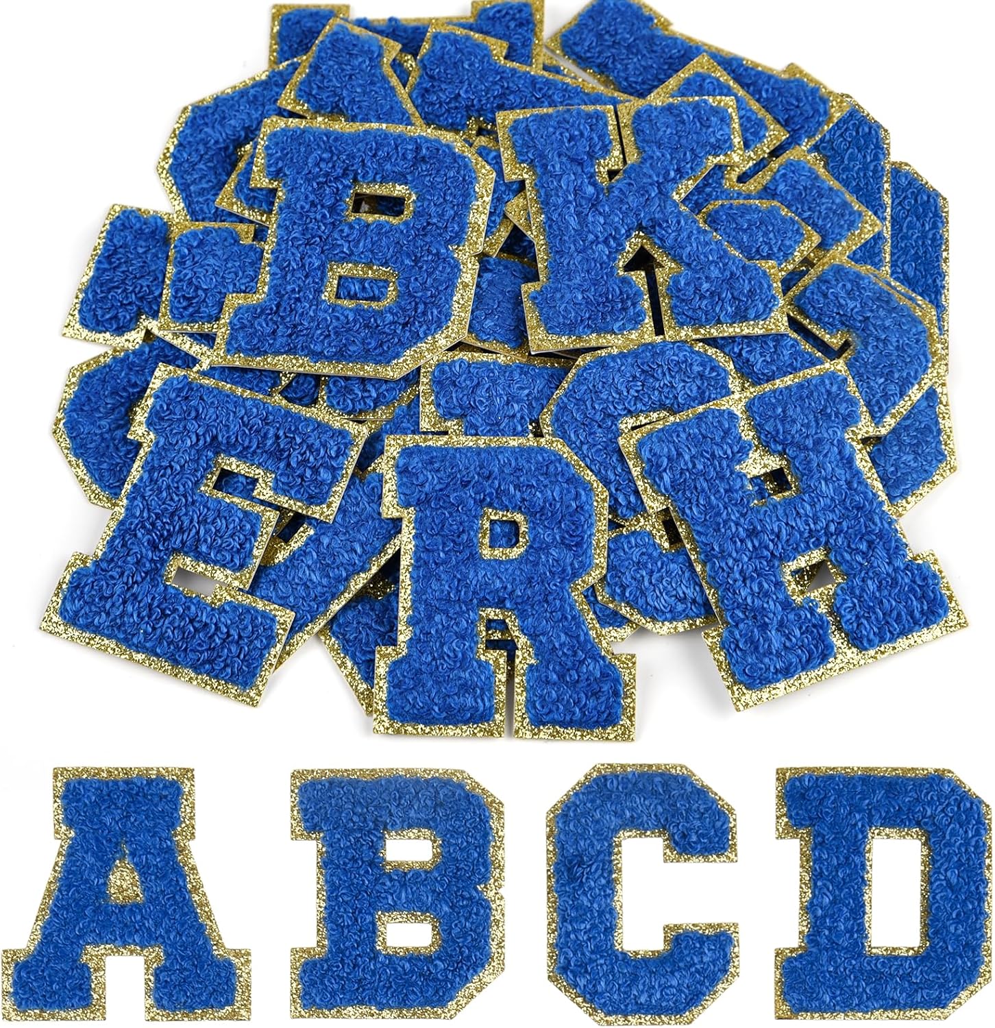 CHRORINE 26/52/104 Pcs Self Adhesive Chenille Letter Patches A-Z, Also Supports Sew or Iron on, Embroidered Alphabet Patches Stickers for DIY Clothing, Bags, Hats (26, Orange, Height 2.16″)