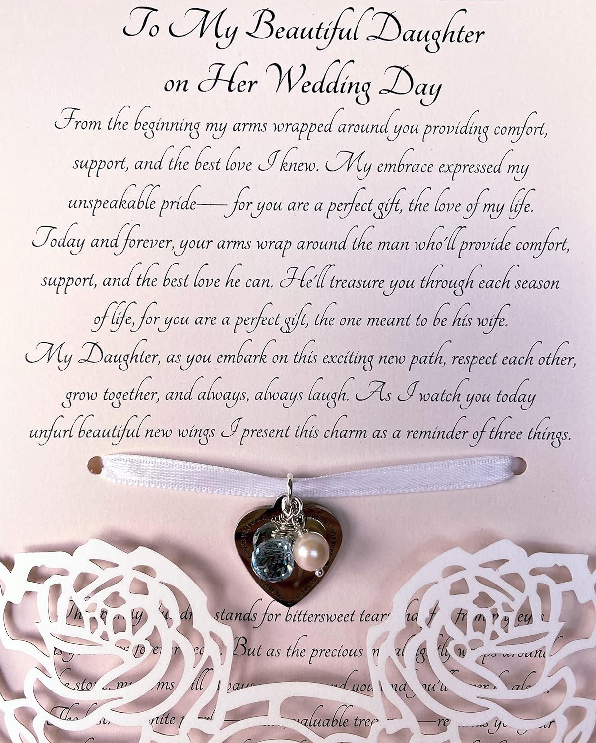 Wedding Gift for Daughter, Something Blue Charm and Poem from Mom