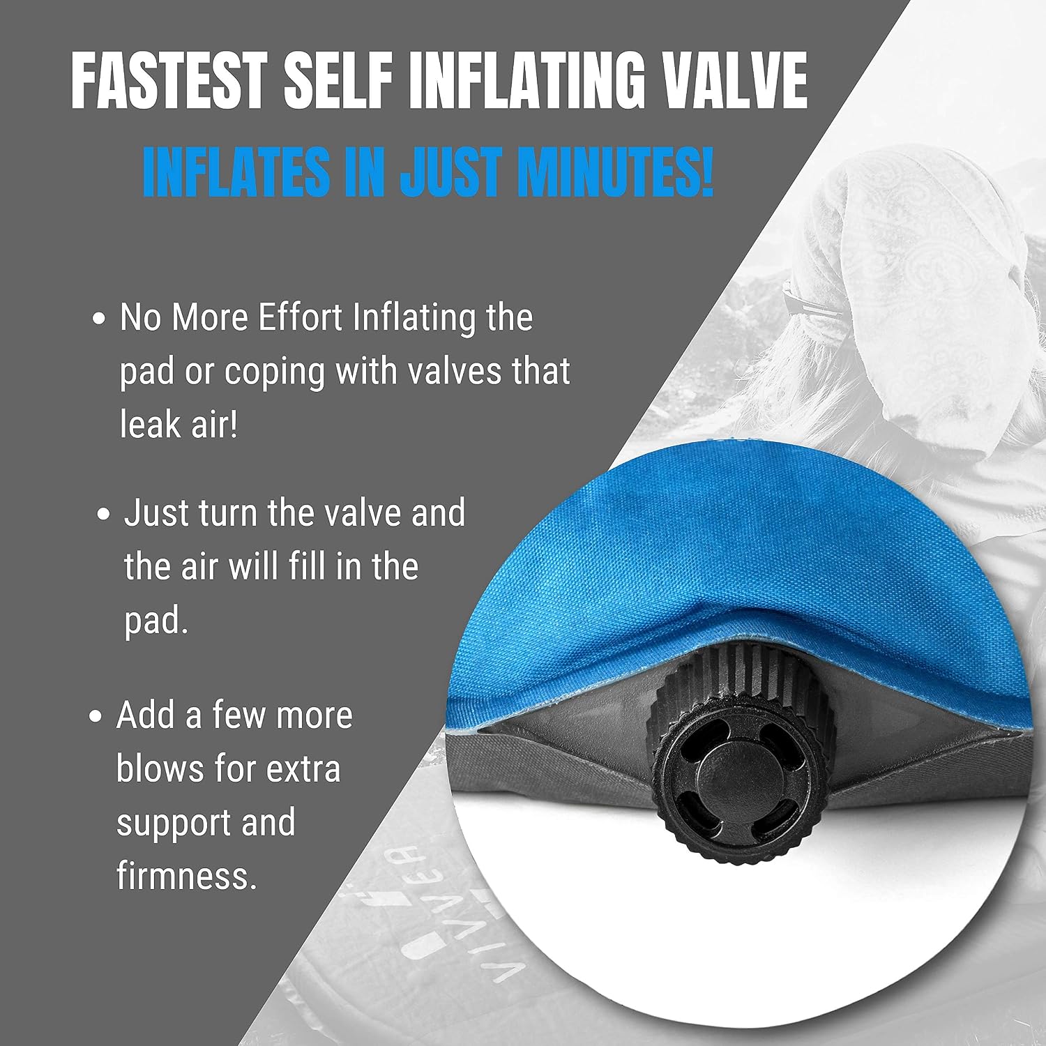 Self Inflating Lighweight Sleeping Pad - Compact, Thick and Durable -Ideal for Outdoor Camping, Hiking and Backpacking -Self-Inflating Sleep Pad is Sleeping Bags. No Air Leakage