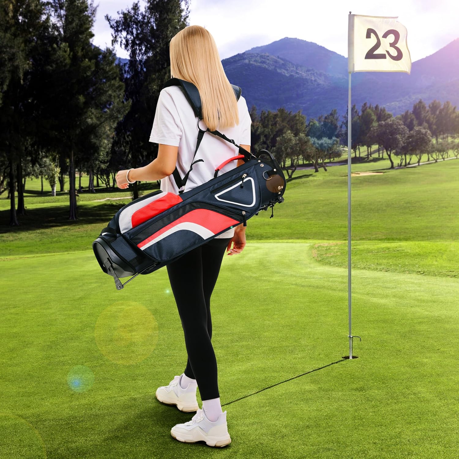 Ultra-Lite Golf Stand Bag - 3 Lbs, 4 Way Divider Portable Golf Club Carry Bag, Water-Repellent Golf Travel Case with Rain Hood, Golf Gifts for Men and Women