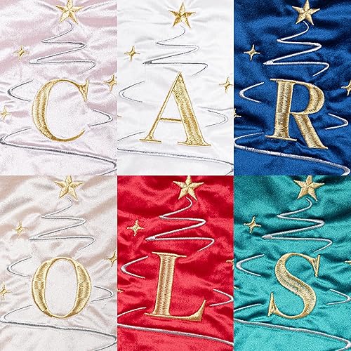 Miniatura 6 de GEX Medias de Navidad con monograma con letras personalizadas para bordado familiar, satén de seda con piel sintética suave, adornos de árbol de