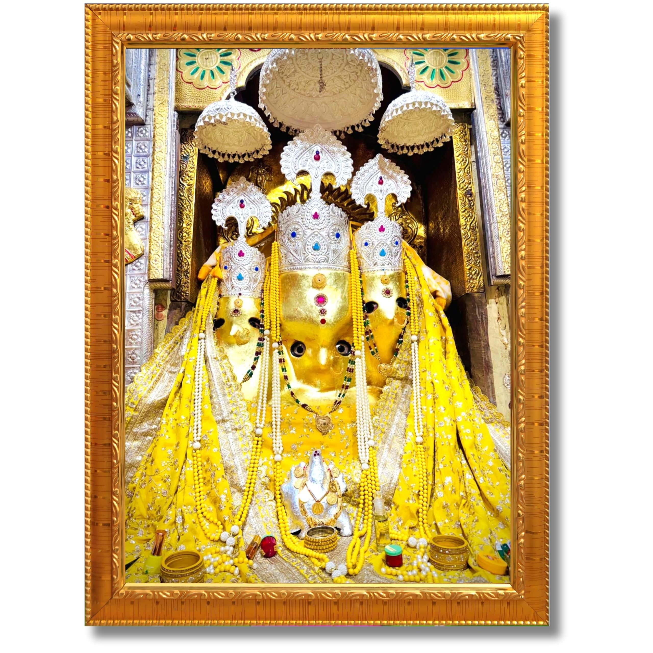 CRAFT QUEST Baglamuklhi maa/mata wodden Religious Photo Frame for Home, Office (6 X 8 Inches, Golden)-image-34