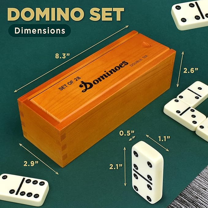 Queensell Juego de Dominó Jumbo para Adultos y Niños - 28 Fichas miniatura 2