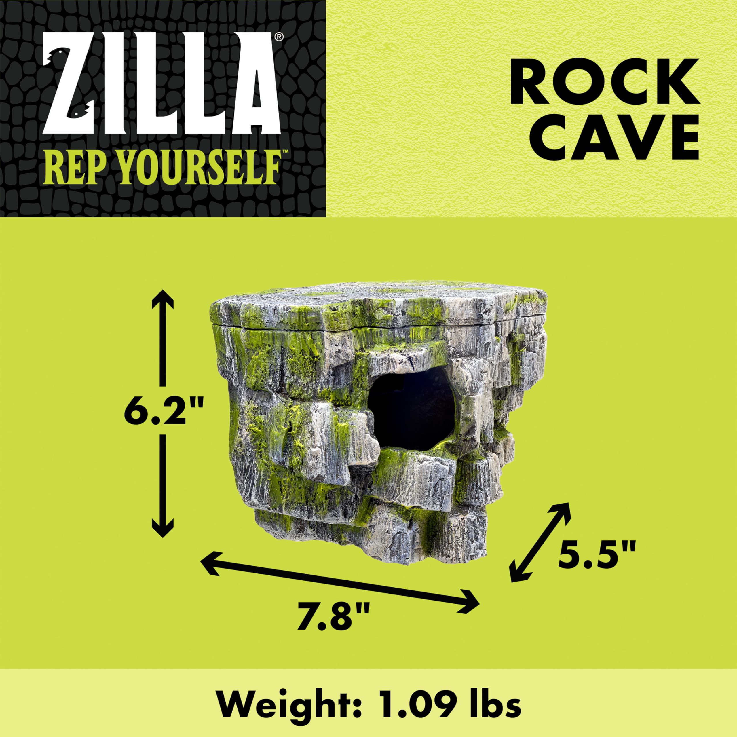 ZILLA Decorazione verticale Rock Cave 8,75 x 5,875 x 7,25, grigio