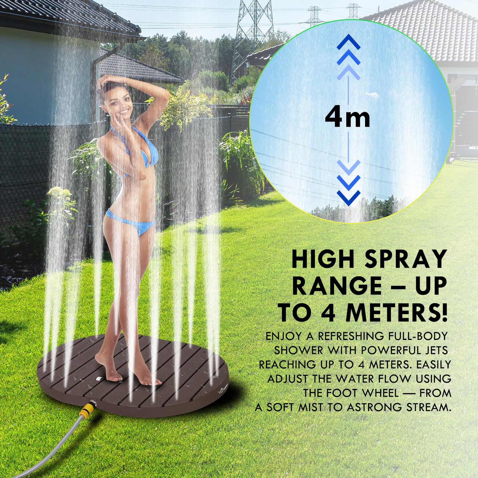 CCLIFE Gartendusche Bodendusche Outdoor Außendusche Braun | Dusche Mit Fußrad,Material PP,Fontäne bis zu 4 m,Garten