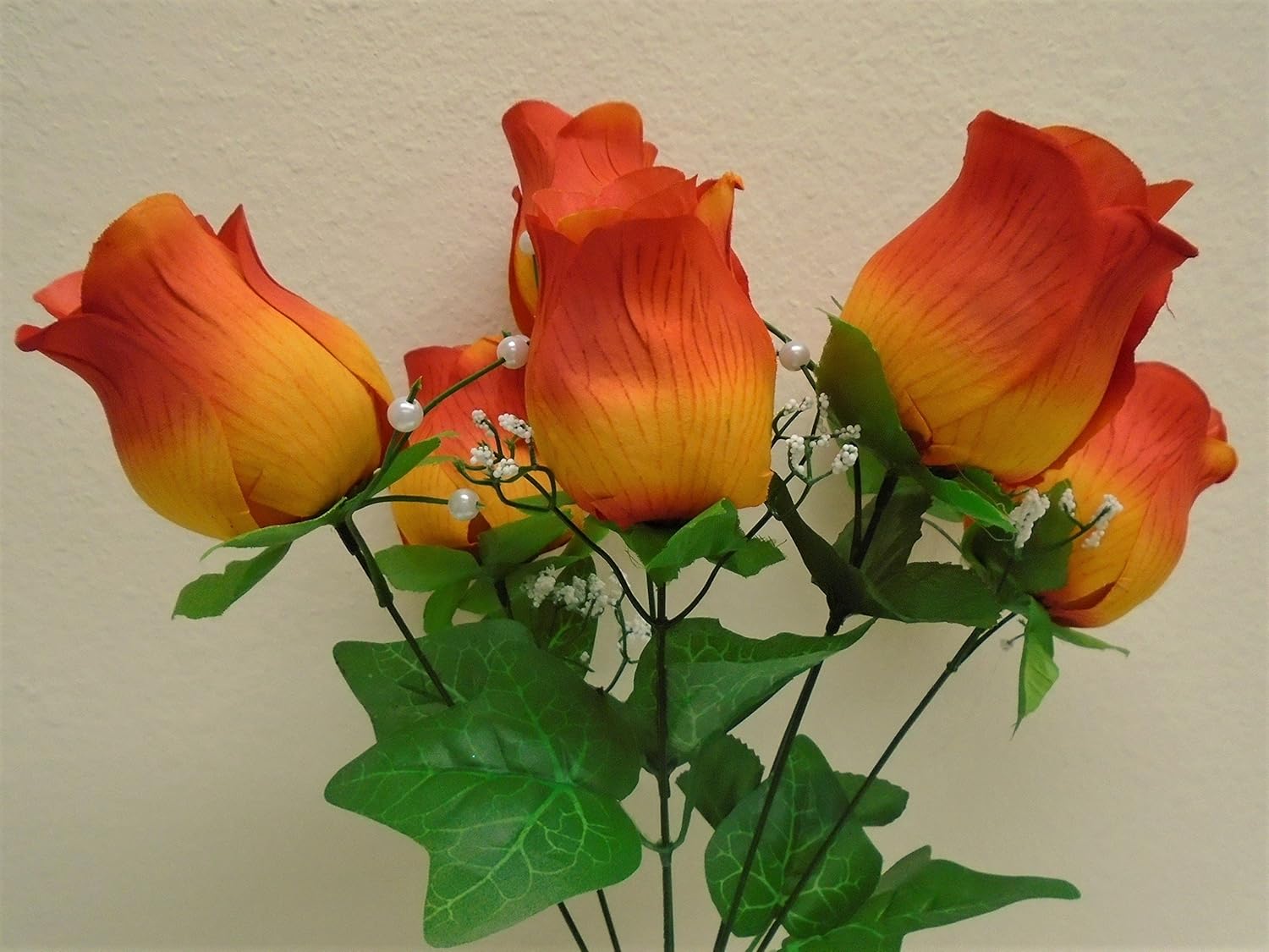 2 Bushes Jumbo Rose Bud 7 Artificial Silk Flowers 17
