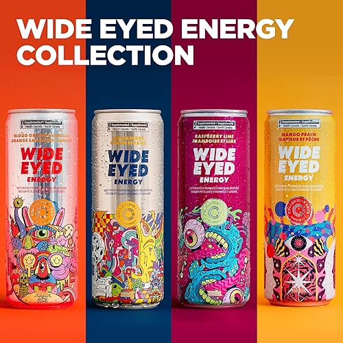 Miniatura 7 de Collective Arts - Bebidas energéticas de ojos anchos, bebida espumosa vitaminizada con cafeína con sabor natural con extractos de frutas, mango