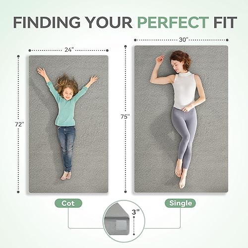 Miniatura 5 de Sinweek Colchón de espuma viscoelástica CertiPUR-US impermeable portátil enrollable para adultos, colchón de cuna para automóvil, camioneta,