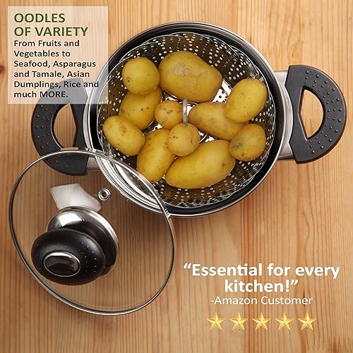 Miniatura 5 de Cesta vaporizadora de vegetales Premium 5.5 -9.3 in best bundle. Se ajusta a las ollas de presión. 100% acero inoxidable. Accesorios Prima. Dúo.